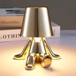 Sängbordslampa med touch, guld Thinker-lampa skrivbordslampa sladdlös uppladdningsbar bärbar dekorativ nattdukslampa med USB-laddning（guld，A）