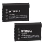 EXTENSILO 2x Batteries compatible avec Sony Cybershot DSC-HX350, DSC-HX400, DSC-HX400V appareil photo, reflex numérique (1100mAh, 3,7V, Li-ion)