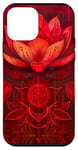 Coque pour iPhone 12 mini Rouge Art Déco Géométrique Zen Fleur de Lotus Spirituelle Nouveauté