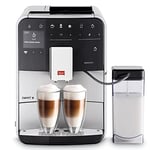 Melitta Barista T Smart Argent, Machine à Café à Grain avec Broyeur, Connectée, Système One Touch, Double bac à grains, 18 spécialités de café, Mode 1 à 2 Tasses, Écran Couleur, Réservoir à lait, TFT, F830-101