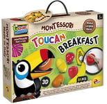 Liscianigiochi - MONTESSORI WOOD -Toucan Breakfast - Jeu en Bois en 3D pour Enfants Dès 3 Ans -31 pièces - Apprends à Couper les 8 Fruits -Développement Cognitif et Motricité Fine -Fabriqué en Italie