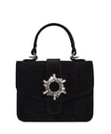 Joe Browns Mini Velvet Diamanté Buckle Bag, Sac à bandoulière Femme, Noir, Taille Unique