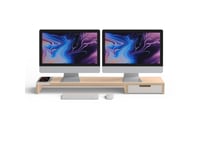 Pout All-In-One Wireless Charging & Hub Station For Dual Monitors Eyes 9 Deep, Fristående, Lönnfärgad, Vit