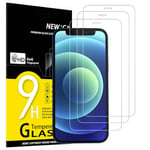 NEW'C Lot de 3, Verre Trempé pour iPhone 12 Mini (5.4"), Film Protection écran efficace contre les Rayures - sans Bulles - Ultra Résistant (0,33mm HD Ultra Transparent) Dureté 9H Glass