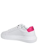 Calvin Klein Jeans Baskets Femme Semelle Épaisse Chunky Cupsole Laceup Chaussures, Blanc (White/Raspberry Sorbet), 39