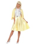 Smiffys Grease Sandy Costume in Yellow for Adults, Skirt, Shirt, Mock Cardigan, Belt, and Headband, Officially Licensed, Ideal for Matching Fancy Dress with Cardigan and Belt Details