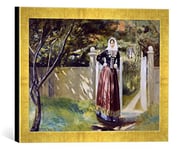 Kunst für Alle 'Encadré Image de Michael Peter Ancher Femme dans Danois Costume sur Le Cadre de Porte, d'art Images Fait Main de Jardin, 40 x 30 cm, Doré Raya