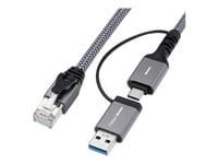 Microconnect - Nätverkskabel - Rj-45 (Hane) Till 24 Pin Usb-C, Usb Typ A - 10 M - Ftp - Cat 6 - Usb 3.0 - Svart