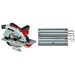 Einhell Scie circulaire portative TE-CS 190/1 (1500 W, 5 500 tours/min, réglage sans outil, large poignée en arceau,système de blocage de l’arbre, lame aux carbures de tungstène) + Rail de guidage