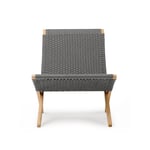 Carl Hansen - MG501 Outdoor Cuba Chair, Obehandlad Teak/Charcoal 1402 - Loungestoler - Morten Gøttler - Tre farget - Naturlig materiale/Tre