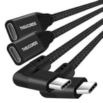 Thsucords Câble Extension USB C 100W 0,5M Lot de 2, 10Gbps Angle Droit 90 Degrés USB C 3.2 Mâle vers Femelle Compatible avec MacBook,iPad Pro,Nintendo Switch,Steam Deck