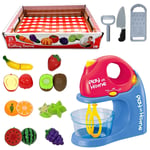 Kitchen Mixer & Fruit-Veggie Cutting Playset Interactive Pretend Cooking Lights