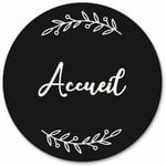 Adzif.biz Le Sticker De Decoration - Plaque de Porte Autocollante pvc Gravé Noir Blanc Ronde- - Privé