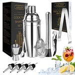 LIVEHITOP Ensemble Shaker à Cocktail, Ensemble Fabrication Cocktails 12 Pièces avec Shaker à Cocktail 750 ML Kit Barman professionnel pour Bar, Fête, Maison