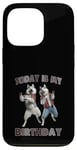 Coque pour iPhone 13 Pro Aujourd'hui, c'est mon anniversaire, Husky Friends Fun