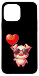 Coque pour iPhone 13 Pro Max Saint Valentin Amour Porcinet Cœur Amoureux Ballon Lunettes de soleil