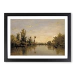 Big Box Art Charles-Francois Daubigny Banks of The River Seine Framed Wall Art Picture Print Ready to Hang, Oak A2 (62 x 45 cm)