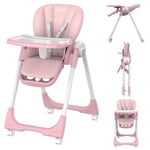 SEJOY Foldable Baby High Chair Booster Seat W/ 4 Wheels Adjustable Heigh Recline