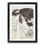 Big Box Art Fan Vendor by Kitagawa Utamaro Framed Wall Art Picture Print Ready to Hang, Black A2 (62 x 45 cm)