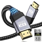 TEFLOTY Cable HDMI 2.1, Câble HDMI 8K@60Hz 4K@120Hz Haute Vitesse 48 Gbps Supporte 7eARC HDCP 2.2&2.3 DTS:X Dolby Atmos Compatible avec HDTV, PS5/4/3, Xbox Series X/S, Monitor Mehr (2M)