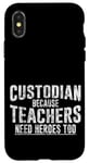 Coque pour iPhone X/XS Custodian Because Teachers Need Heroes Too --