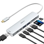 USB C Hub HDMI Adapter for MacBook Pro/Air, MOKiN 7 IN 1 USB C Dongle Mac Adapter with HDMI, USB C Data Port,100W PD,SD/TF and 2 USB 3.0 for Dell/Lenovo/Thinkpad(Sliver)