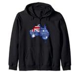 Australia Down Under Wooden Australian Flag Map Gift Zip Hoodie