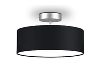 meineWunschleuchte Plafonnier intemporel rond avec abat-jour en tissu noir Ø 30cm - couverture satinée pour une ambiance lumineuse sans éblouissement, SP1002R30S