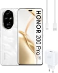 HONOR 200 Pro + Chargeur 100W, Smartphone 5G, 12Go+512Go, Écran AMOLED 6,78", Batterie 5200mAh, Triple Appareil Photo 50 MP, Double SIM, Android 14, Blanc