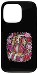 iPhone 13 Pro Cartoon Irish Setter dog with roses Case