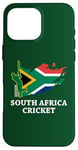 Coque pour iPhone 16 Pro Max Couleurs du drapeau sud-africain Cricket Afrique du Sud