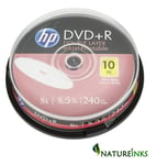 10 HP Blank DVD+R DL Double Layer Printable 8.5GB 8x Discs DRE00060WIP Cakebox