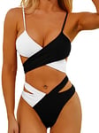 Tofern Maillot de Bain Femme 2 Pieces Chic Croisé Bandage Sexy Bikini Curvy Push Up de Plage, Women Swimming Suit