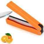 Jusch - Aiguiseur de couteaux portable diamant, L'Outil D'Affûtage Pliante, Affûteur Diamant, aiguisage de couteaux pliants (Orange)