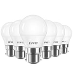 LVWIT 6.5W B22 Golfball LED Light Bulbs, Golf Ball Led Bulbs Bayonet 60W Equivalent, 806Lm,2700K Warm White Small B22 Golf Ball Bayonet Bulb Energy Saving,220-240V,Non-Dimmable,(Pack of 6)