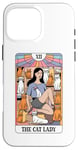 Coque pour iPhone 16 Pro Max The Cat Lady Carte de tarot rétro Motif chat