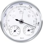 Analog väderstation - Analog väderstation för inomhus och utomhus - Bestående av barometer, termometer och hygrometer（Silver,128mm）