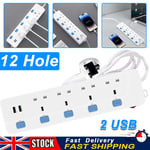 Surge Protected Extension Lead With 2 USB 4 Gang Way 2m Power Cable UK Plug