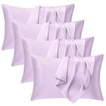 Seiwohl Satin Pillowcase Soft as Silk Pillowcases for Hair and Skin Lavander Pillow Cases 4 Pack for sleeping, Cooling Pillow cases with Envelope Closure, Standard Size 50x75 cm