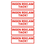 5-pack Ingen Reklam Tack Klistermärke Dekal Röd 3,5x10,5cm röd