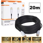 Hama 20m Câble HDMI Long de Connexion Optique 4K 3D UHD Full-Hd TV Console PC