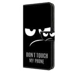 Samsung Galaxy A05s Flip Deksel i Skinn med Lommebok og Trykk - "Don't Touch My Phone"