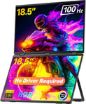 Ecran Portable 18.5'' 100Hz Double Moniteur Portable Empilé Pliable Ecran, 1080P 100% sRGB ¿E<2 Étendre Triple écran avec Rotation Automatique à 180°, Compatibilité VESA(Aucun Pilote requis)