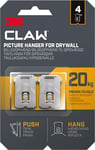 3M Claw Plasterboard Picture Hanging Wall Hooks for Hanging Home Décor, 4 Hanger