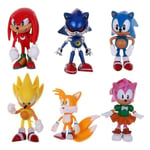 6 st Sonic The Hedgehog rörliga figurer Barnleksak docka present