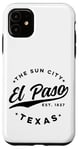 Coque pour iPhone 11 Vintage El Paso Texas The Sun City Retro USA Noir