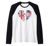 Serbian British Flags Heart | United Kingdom Serbia Roots Raglan Baseball Tee