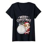 Womens Merry Christmas Guinea pig V-Neck T-Shirt