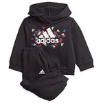 adidas Mixte bébé I Bos Gra Jog Baby set, Top:black/White Bottom:black, 12 mois EU