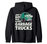 Just a Boy who loves Garbage Trucks Kids Toddlers Boys Zip Hoodie